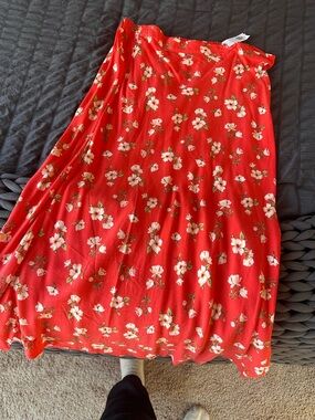 Old Navy Red Floral Maxi Skirt